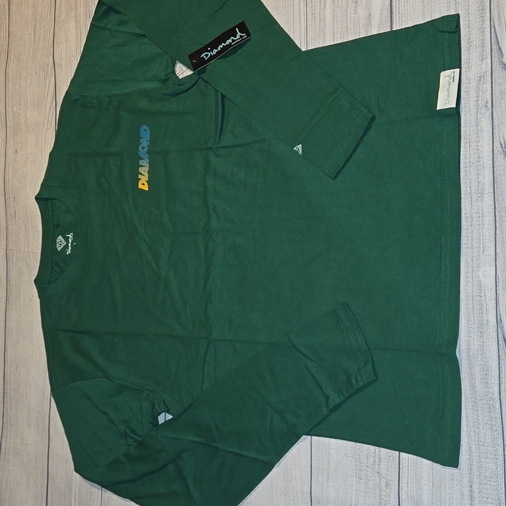 Diamond Supply Co. Men's Long Sleeve Speed Logo Graphic T-Shirt Green Size S NWT